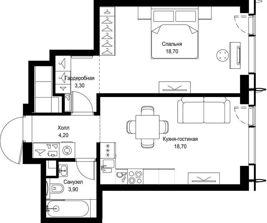 1-BD Apartment Sale, 48.8 sq. m. at City Bay, Volokolamskoye Highway, 95с3, Moscow, Russia #1