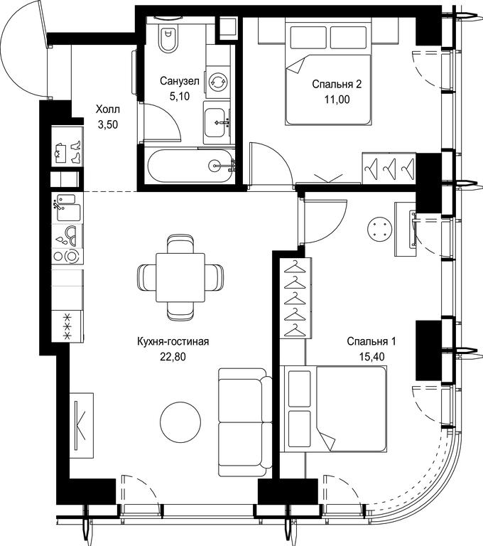 2-BD Apartment Sale, 57.8平方米 at City Bay, Volokolamskoye Highway, 95с3, Moscow, Russia #1 2-BD Apartment Sale, 57.8平方米 at City Bay, Volokolamskoye Highway, 95с3, Moscow, Russia #1