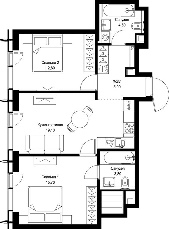 2-BD Apartment Sale, 61.9 sq. m. at City Bay, Volokolamskoye Highway, 95с3, Moscow, Russia #1 2-BD Apartment Sale, 61.9 sq. m. at City Bay, Volokolamskoye Highway, 95с3, Moscow, Russia #1