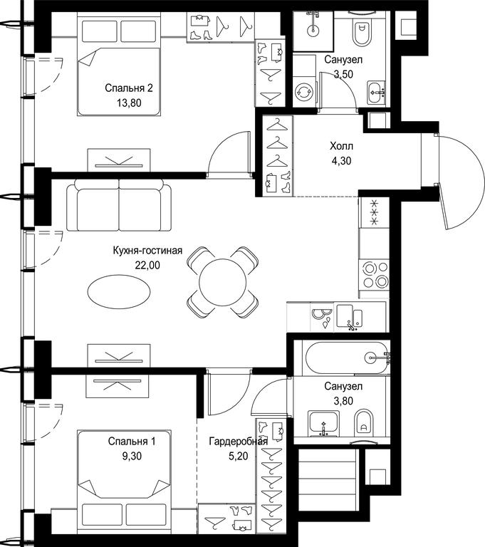 2-BD Apartment Sale, 61.9 sq. m. at City Bay, Volokolamskoye Highway, 95с3, Moscow, Russia #1 2-BD Apartment Sale, 61.9 sq. m. at City Bay, Volokolamskoye Highway, 95с3, Moscow, Russia #1