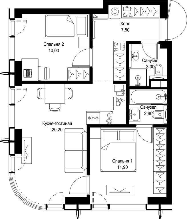 2-BD Apartment Sale, 55.4平方米 at City Bay, Volokolamskoye Highway, 95с3, Moscow, Russia #1 2-BD Apartment Sale, 55.4平方米 at City Bay, Volokolamskoye Highway, 95с3, Moscow, Russia #1