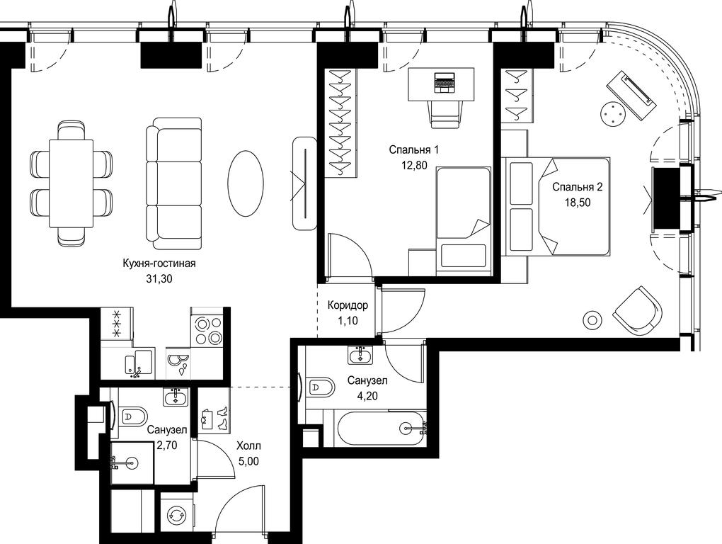 2-BD Apartment Sale, 75.6 sq. m. at City Bay, Volokolamskoye Highway, 95с3, Moscow, Russia #1