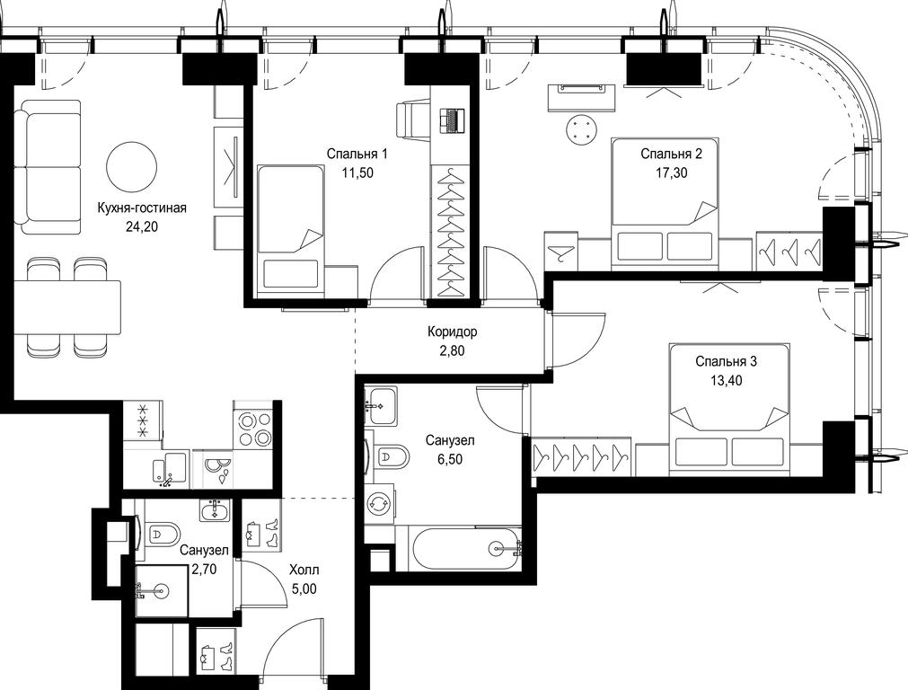 3-BD Apartment Sale, 83.4 sq. m. at City Bay, Volokolamskoye Highway, 95с3, Moscow, Russia #1 3-BD Apartment Sale, 83.4 sq. m. at City Bay, Volokolamskoye Highway, 95с3, Moscow, Russia #1