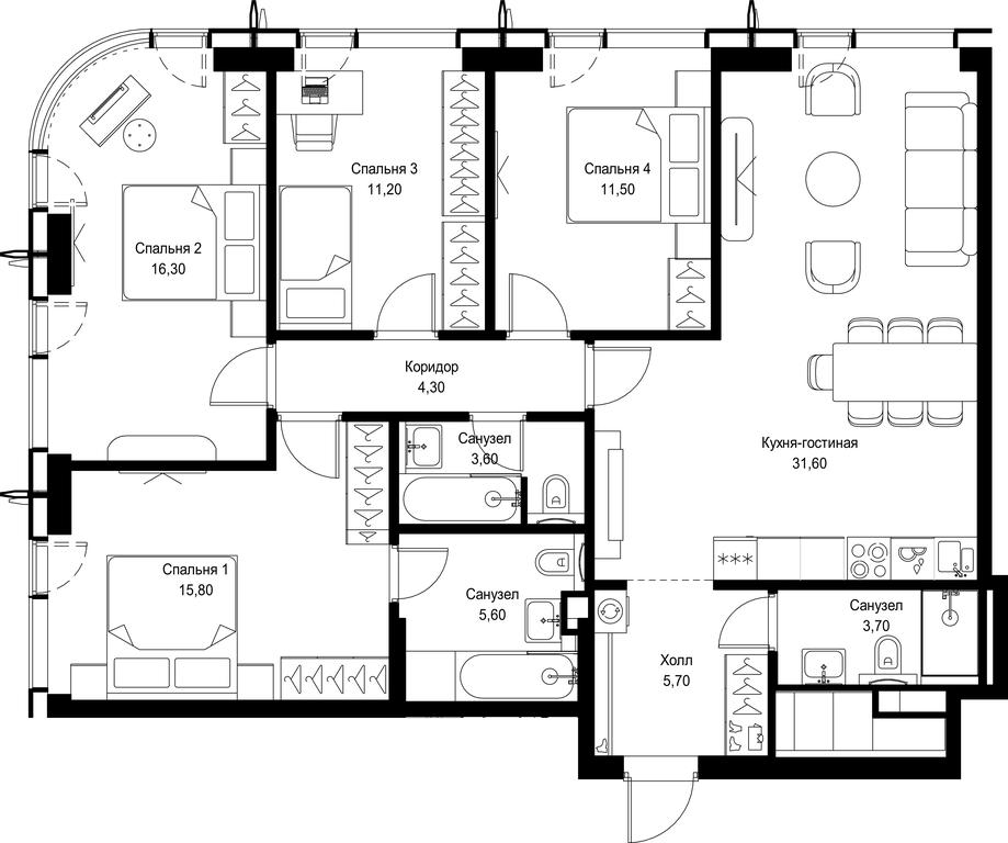4-BD Apartment Sale, 109.3 sq. m. at City Bay, Volokolamskoye Highway, 95с3, Moscow, Russia #1 4-BD Apartment Sale, 109.3 sq. m. at City Bay, Volokolamskoye Highway, 95с3, Moscow, Russia #1