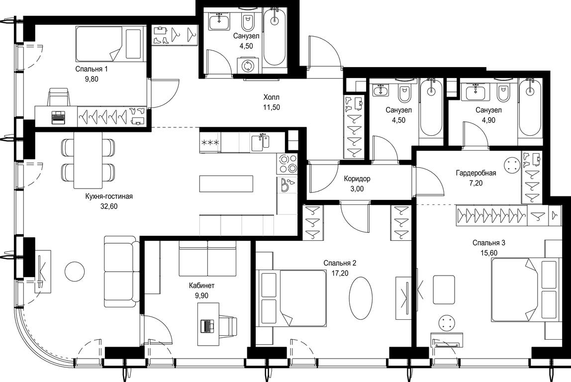 4-BD Apartment Sale, 120.7 sq. m. at City Bay, Volokolamskoye Highway, 95с3, Moscow, Russia #1 4-BD Apartment Sale, 120.7 sq. m. at City Bay, Volokolamskoye Highway, 95с3, Moscow, Russia #1