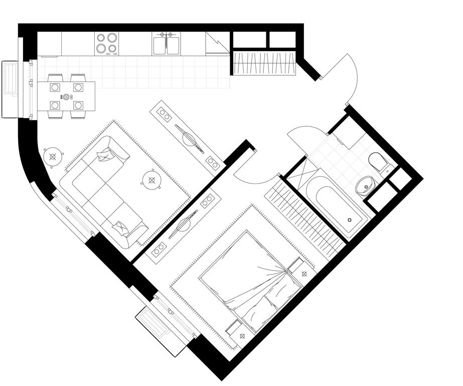 Apartment Sale, 45.5平方米 at Rezidentsii Skolkovo, Kashtanovaya ulitsa, 1, rabochiy posyolok Zarechye, Odintsovskiy City District, Moscow Region, Russia #1
