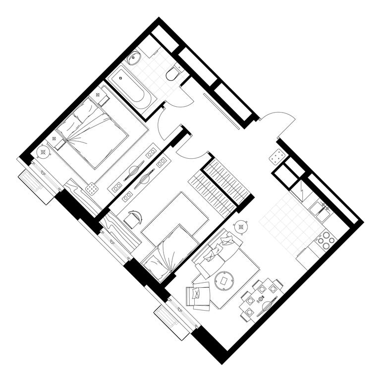 2-BD Apartment Sale, 57.6 sq. m. at Rezidentsii Skolkovo, Kashtanovaya ulitsa, 1, rabochiy posyolok Zarechye, Odintsovskiy City District, Moscow Region, Russia #1