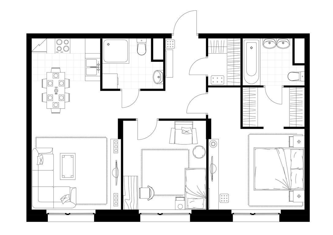 2-BD Apartment Sale, 68.7 sq. m. at Rezidentsii Skolkovo, Kashtanovaya ulitsa, 1, rabochiy posyolok Zarechye, Odintsovskiy City District, Moscow Region, Russia #1