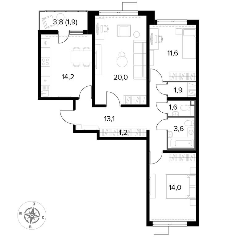 3-BD Apartment Sale, 83.2平方米 at Pervyi Lermontovskiy, zhiloy kompleks 1-y Lermontovskiy, Lyubertsy, Moscow Region, Russia #1 3-BD Apartment Sale, 83.2平方米 at Pervyi Lermontovskiy, zhiloy kompleks 1-y Lermontovskiy, Lyubertsy, Moscow Region, Russia #1