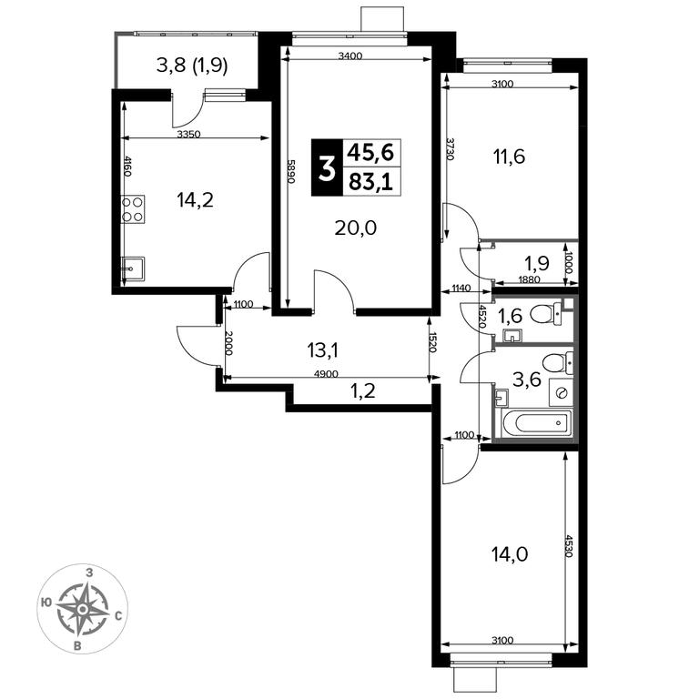 3-BD Apartment Sale, 83.2平方米 at Pervyi Lermontovskiy, zhiloy kompleks 1-y Lermontovskiy, Lyubertsy, Moscow Region, Russia #2 3-BD Apartment Sale, 83.2平方米 at Pervyi Lermontovskiy, zhiloy kompleks 1-y Lermontovskiy, Lyubertsy, Moscow Region, Russia #2