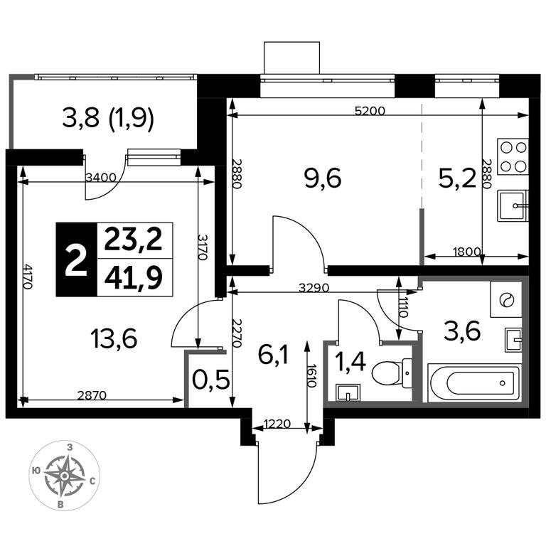 2-BD Apartment Sale, 41.9 sq. m. at Pervyi Lermontovskiy, zhiloy kompleks 1-y Lermontovskiy, Lyubertsy, Moscow Region, Russia #2