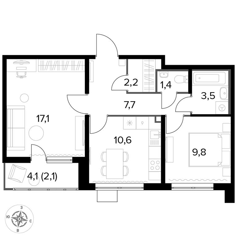2-BD Apartment Sale, 54.4 sq. m. at Pervyi Lermontovskiy, zhiloy kompleks 1-y Lermontovskiy, Lyubertsy, Moscow Region, Russia #1 2-BD Apartment Sale, 54.4 sq. m. at Pervyi Lermontovskiy, zhiloy kompleks 1-y Lermontovskiy, Lyubertsy, Moscow Region, Russia #1