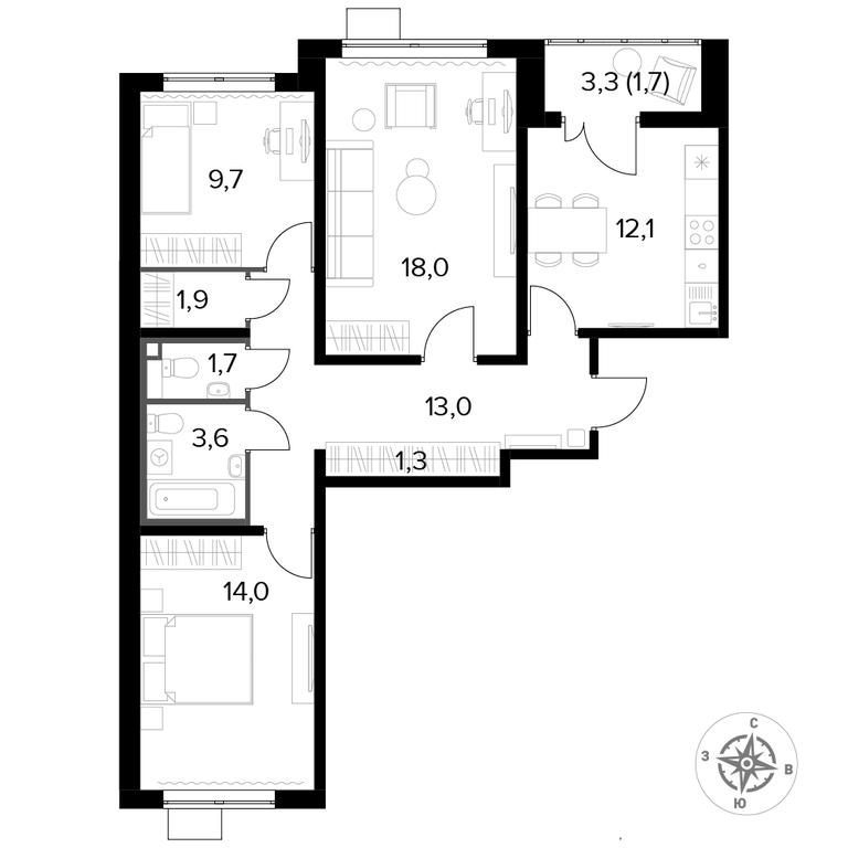 3-BD Apartment Sale, 76.9平方米 at Pervyi Lermontovskiy, zhiloy kompleks 1-y Lermontovskiy, Lyubertsy, Moscow Region, Russia #1 3-BD Apartment Sale, 76.9平方米 at Pervyi Lermontovskiy, zhiloy kompleks 1-y Lermontovskiy, Lyubertsy, Moscow Region, Russia #1