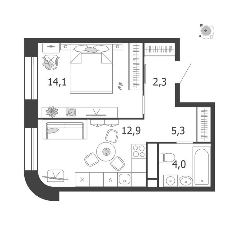 1-BD Apartment Sale, 38.6 sq. m. at Shagal, Автозаводская улица, 23, Москва, Россия #1