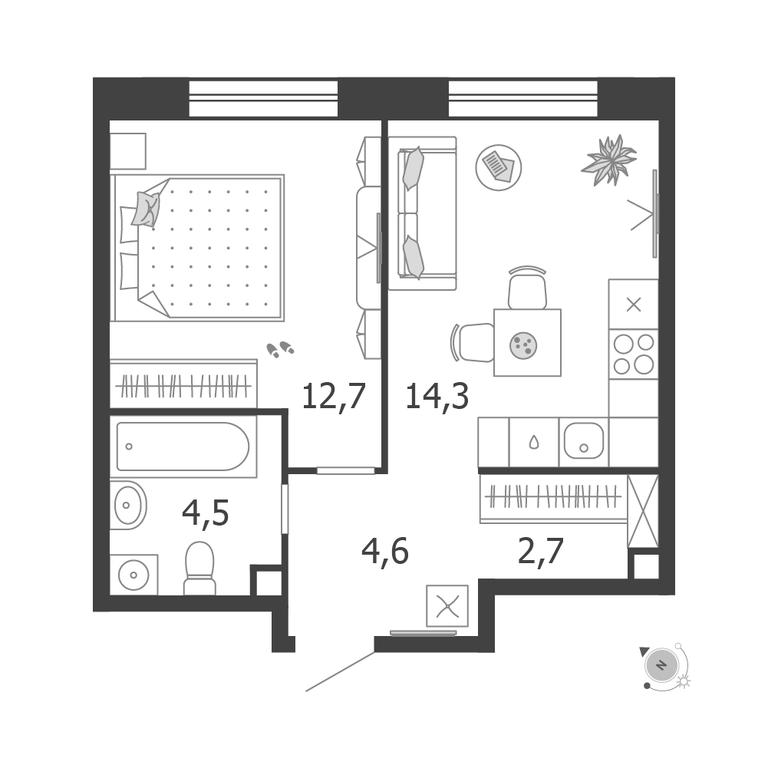1-BD Apartment Sale, 38.8平方米 at Shagal, Автозаводская улица, 23, Москва, Россия #1 1-BD Apartment Sale, 38.8平方米 at Shagal, Автозаводская улица, 23, Москва, Россия #1