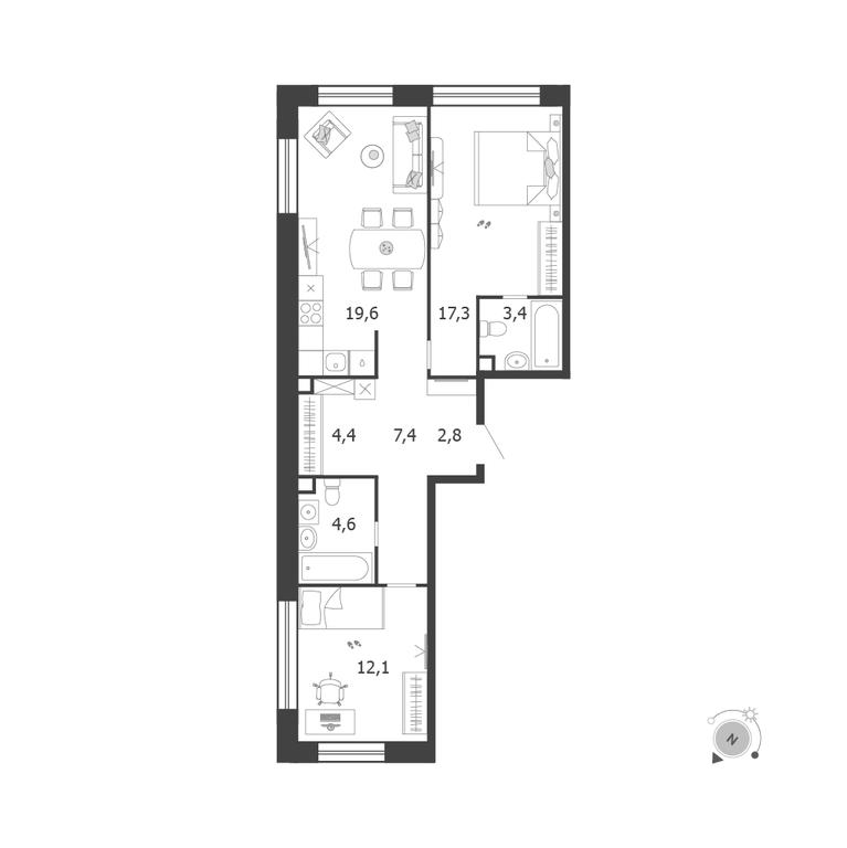2-BD Apartment Sale, 71.6 sq. m. at Shagal, Автозаводская улица, 23, Москва, Россия #1 2-BD Apartment Sale, 71.6 sq. m. at Shagal, Автозаводская улица, 23, Москва, Россия #1