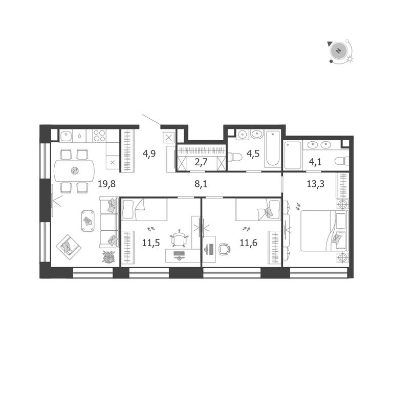 3-BD Apartment Sale, 80.5 sq. m. at Shagal, Автозаводская улица, 23, Москва, Россия #1 3-BD Apartment Sale, 80.5 sq. m. at Shagal, Автозаводская улица, 23, Москва, Россия #1