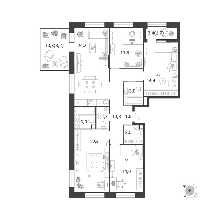 4-BD Apartment Sale, 116.5 sq. m. at Shagal, Автозаводская улица, 23, Москва, Россия #1 4-BD Apartment Sale, 116.5 sq. m. at Shagal, Автозаводская улица, 23, Москва, Россия #1