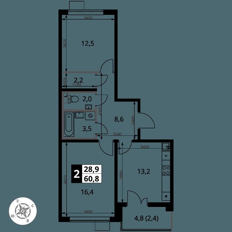 2-BD Apartment Sale, 60.8 sq. m. at Pervy Yuzhny, zhiloy kompleks Pervy Yuzhny, Leninskiy City District, Moscow Region, Russia #2 2-BD Apartment Sale, 60.8 sq. m. at Pervy Yuzhny, zhiloy kompleks Pervy Yuzhny, Leninskiy City District, Moscow Region, Russia #2