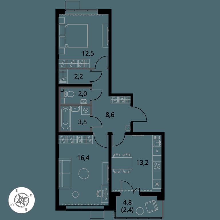 2-BD Apartment Sale, 60.8 sq. m. at Pervy Yuzhny, zhiloy kompleks Pervy Yuzhny, Leninskiy City District, Moscow Region, Russia #1 2-BD Apartment Sale, 60.8 sq. m. at Pervy Yuzhny, zhiloy kompleks Pervy Yuzhny, Leninskiy City District, Moscow Region, Russia #1