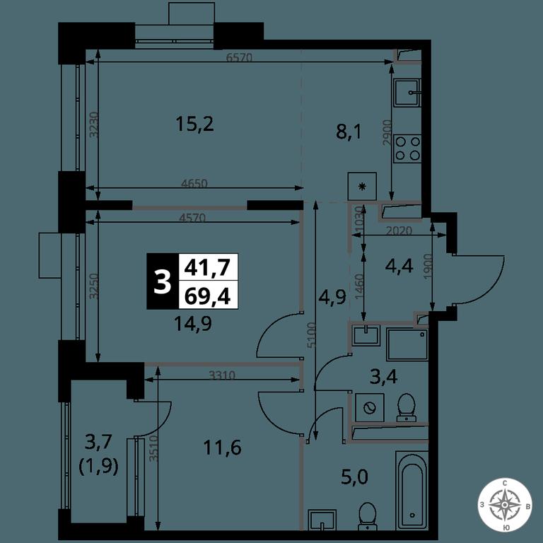 3-BD Apartment Sale, 69.4 sq. m. at 1-y Salarevskiy, Kiyevskoye Highway, Moskovskiy Settlement, Moscow, Russia #2 3-BD Apartment Sale, 69.4 sq. m. at 1-y Salarevskiy, Kiyevskoye Highway, Moskovskiy Settlement, Moscow, Russia #2