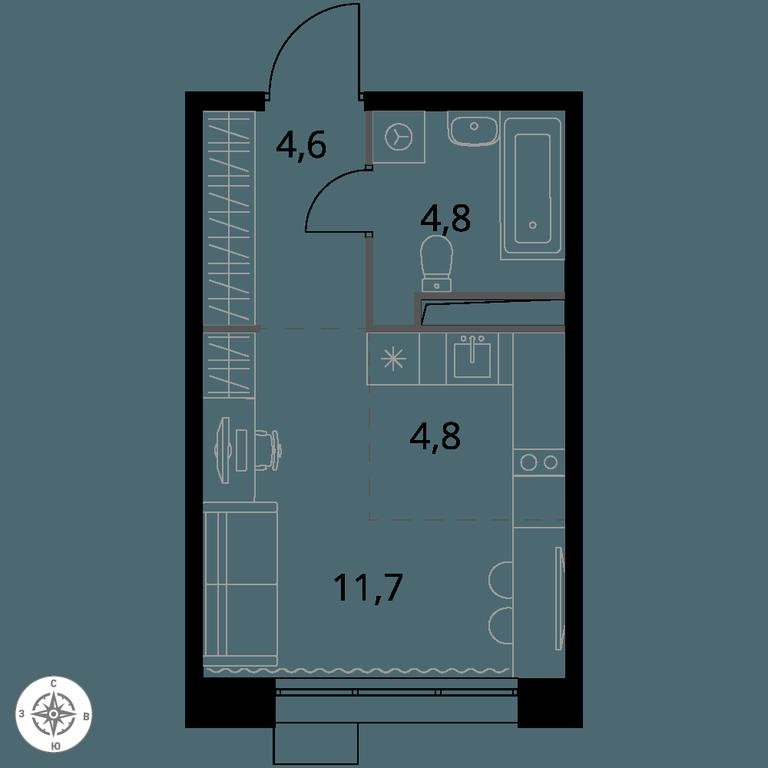 Apartment Sale, 25.9 sq. m. at 1-y Salarevskiy, Kiyevskoye Highway, Moskovskiy Settlement, Moscow, Russia #1