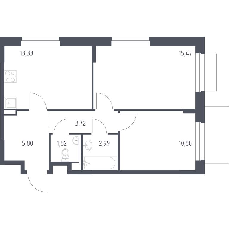 1-BD Apartment Sale, 53.93平方米 at Novoe Vnukovo, kvartal № 38, Kokoshkino Settlement, Moscow, Russia #1 1-BD Apartment Sale, 53.93平方米 at Novoe Vnukovo, kvartal № 38, Kokoshkino Settlement, Moscow, Russia #1