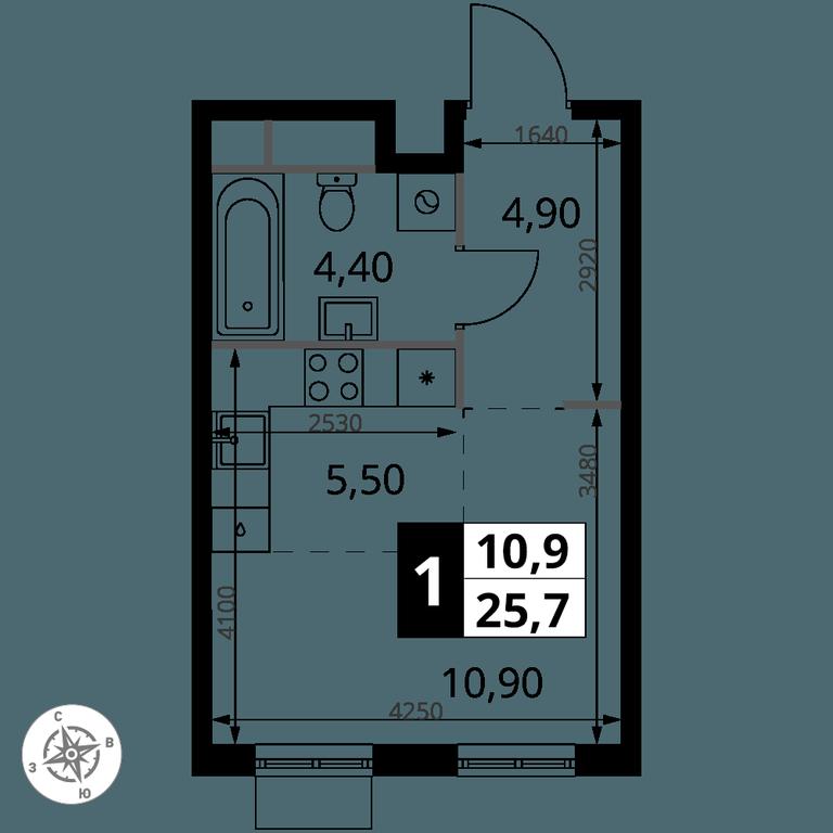 Apartment Sale, 25.6 sq. m. at 1 Himkinskij, zhiloy kompleks 1-y Khimkinskiy, kvartal Mezhdunarodny, mikrorayon Klyazma-Starbeyevo, Khimki, Moscow Region, Russia #2