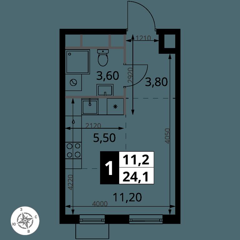 Apartment Sale, 24.1 sq. m. at 1 Himkinskij, zhiloy kompleks 1-y Khimkinskiy, kvartal Mezhdunarodny, mikrorayon Klyazma-Starbeyevo, Khimki, Moscow Region, Russia #2