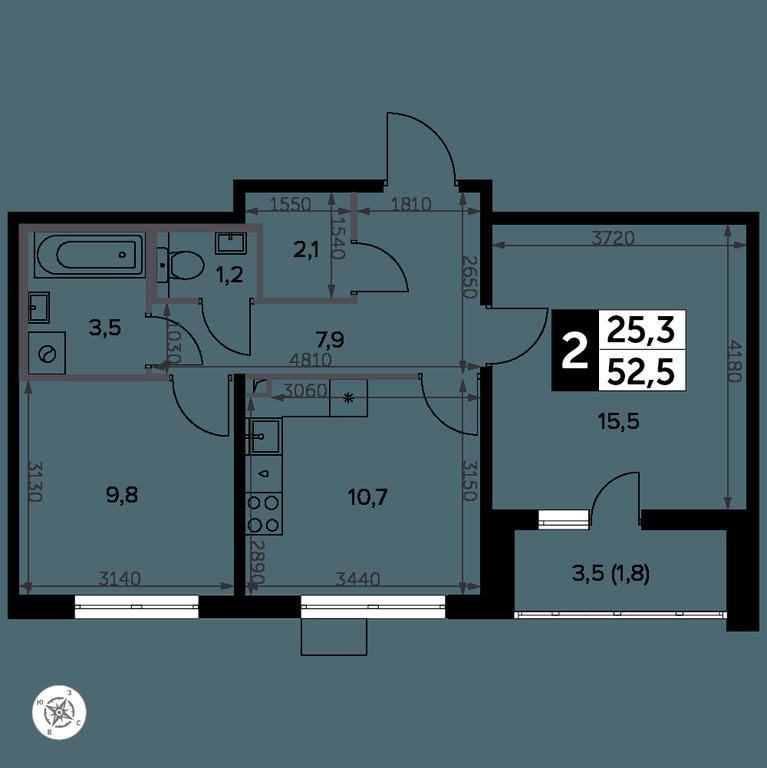 2-BD Apartment Sale, 53.6 sq. m. at Yzhnaya Bitsa, Yuzhnaya Bitsa Residential Complex, posyolok Bittsa, Leninskiy City District, Moscow Region, Russia #2
