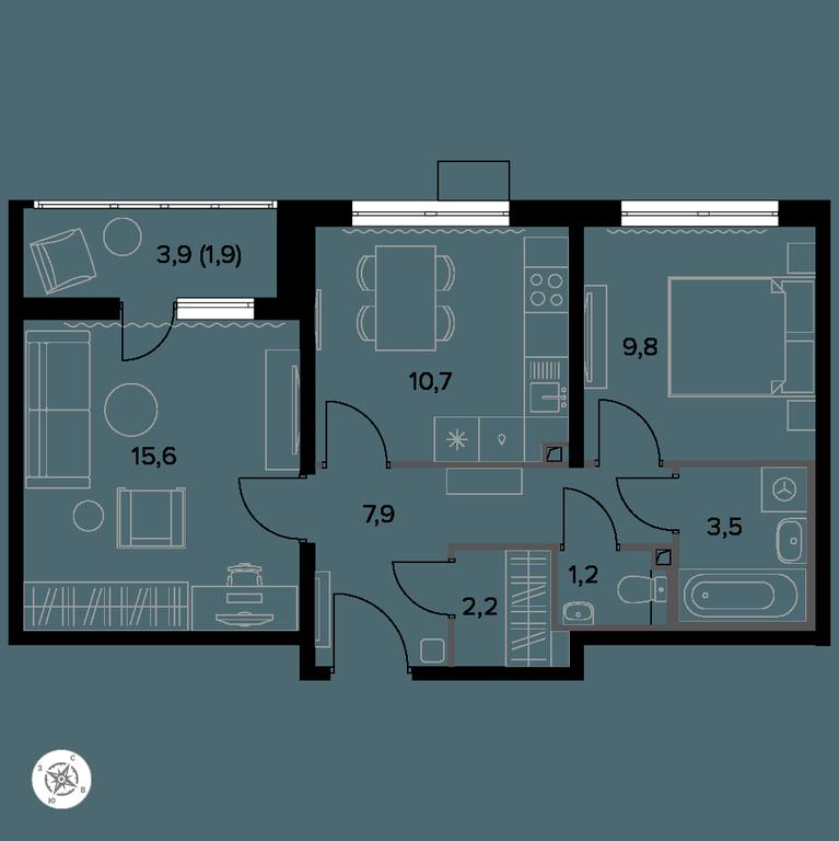 2-BD Apartment Sale, 53.8 sq. m. at Yzhnaya Bitsa, Yuzhnaya Bitsa Residential Complex, posyolok Bittsa, Leninskiy City District, Moscow Region, Russia #1 2-BD Apartment Sale, 53.8 sq. m. at Yzhnaya Bitsa, Yuzhnaya Bitsa Residential Complex, posyolok Bittsa, Leninskiy City District, Moscow Region, Russia #1