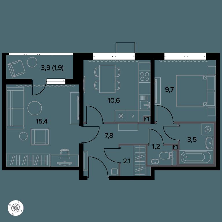 2-BD Apartment Sale, 53.3 sq. m. at Yzhnaya Bitsa, Yuzhnaya Bitsa Residential Complex, posyolok Bittsa, Leninskiy City District, Moscow Region, Russia #1 2-BD Apartment Sale, 53.3 sq. m. at Yzhnaya Bitsa, Yuzhnaya Bitsa Residential Complex, posyolok Bittsa, Leninskiy City District, Moscow Region, Russia #1
