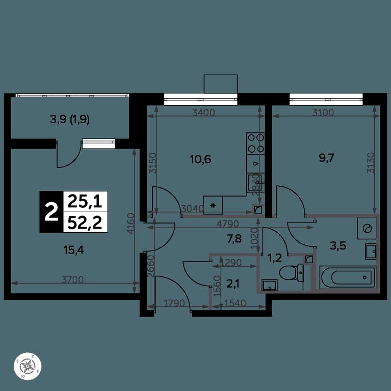 2-BD Apartment Sale, 53.3 sq. m. at Yzhnaya Bitsa, Yuzhnaya Bitsa Residential Complex, posyolok Bittsa, Leninskiy City District, Moscow Region, Russia #2 2-BD Apartment Sale, 53.3 sq. m. at Yzhnaya Bitsa, Yuzhnaya Bitsa Residential Complex, posyolok Bittsa, Leninskiy City District, Moscow Region, Russia #2