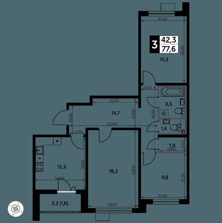 3-BD Apartment Sale, 78.7平方米 at Yzhnaya Bitsa, Yuzhnaya Bitsa Residential Complex, posyolok Bittsa, Leninskiy City District, Moscow Region, Russia #2 3-BD Apartment Sale, 78.7平方米 at Yzhnaya Bitsa, Yuzhnaya Bitsa Residential Complex, posyolok Bittsa, Leninskiy City District, Moscow Region, Russia #2