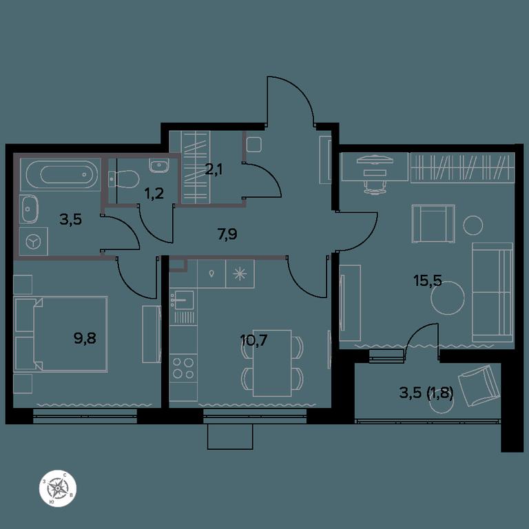 2-BD Apartment Sale, 53.6 sq. m. at Yzhnaya Bitsa, Yuzhnaya Bitsa Residential Complex, posyolok Bittsa, Leninskiy City District, Moscow Region, Russia #1 2-BD Apartment Sale, 53.6 sq. m. at Yzhnaya Bitsa, Yuzhnaya Bitsa Residential Complex, posyolok Bittsa, Leninskiy City District, Moscow Region, Russia #1