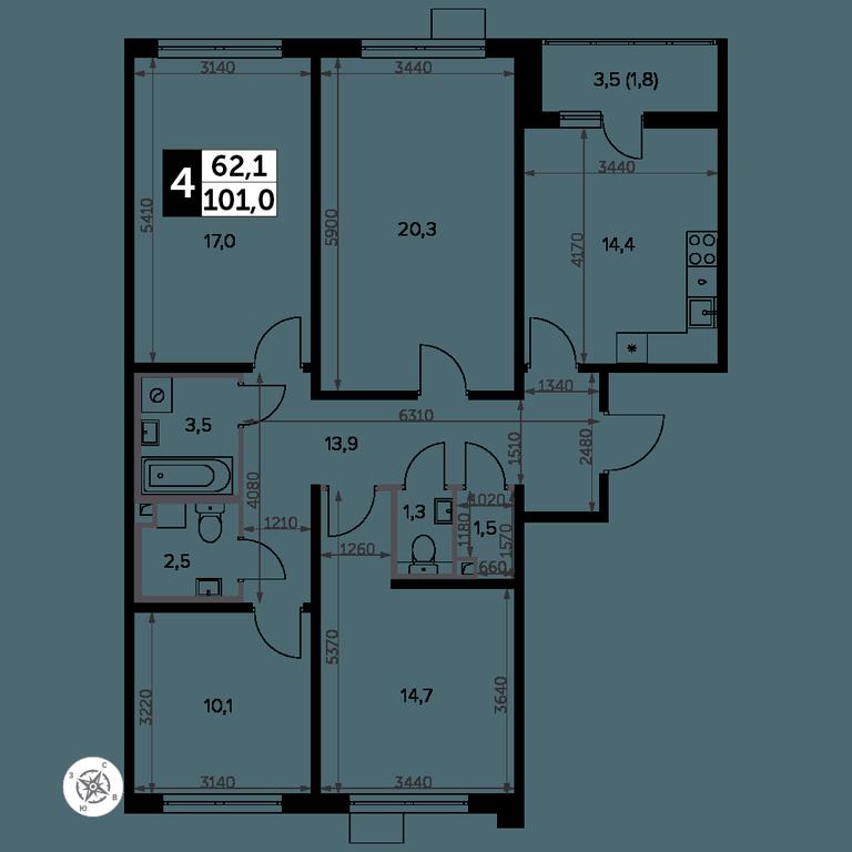 4-BD Apartment Sale, 102.5 sq. m. at Yzhnaya Bitsa, Yuzhnaya Bitsa Residential Complex, posyolok Bittsa, Leninskiy City District, Moscow Region, Russia #2 4-BD Apartment Sale, 102.5 sq. m. at Yzhnaya Bitsa, Yuzhnaya Bitsa Residential Complex, posyolok Bittsa, Leninskiy City District, Moscow Region, Russia #2