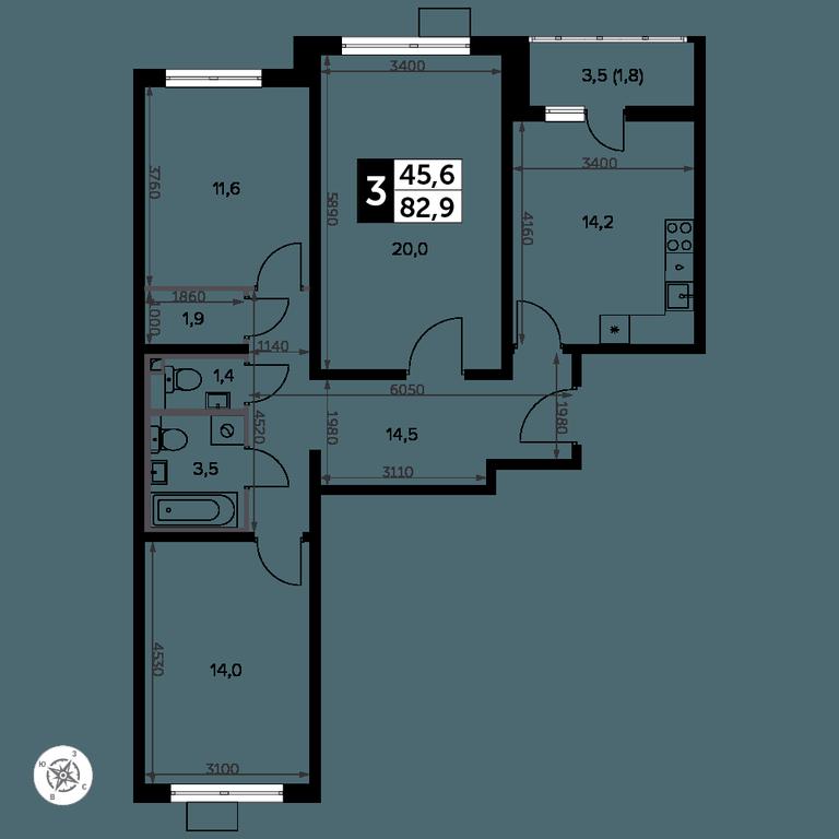 3-BD Apartment Sale, 84 sq. m. at Yzhnaya Bitsa, Yuzhnaya Bitsa Residential Complex, posyolok Bittsa, Leninskiy City District, Moscow Region, Russia #2 3-BD Apartment Sale, 84 sq. m. at Yzhnaya Bitsa, Yuzhnaya Bitsa Residential Complex, posyolok Bittsa, Leninskiy City District, Moscow Region, Russia #2