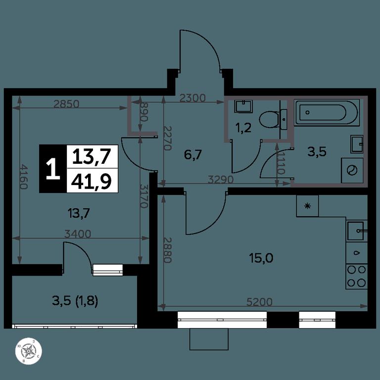 1-BD Apartment Sale, 42.9 sq. m. at Yzhnaya Bitsa, Yuzhnaya Bitsa Residential Complex, posyolok Bittsa, Leninskiy City District, Moscow Region, Russia #2 1-BD Apartment Sale, 42.9 sq. m. at Yzhnaya Bitsa, Yuzhnaya Bitsa Residential Complex, posyolok Bittsa, Leninskiy City District, Moscow Region, Russia #2