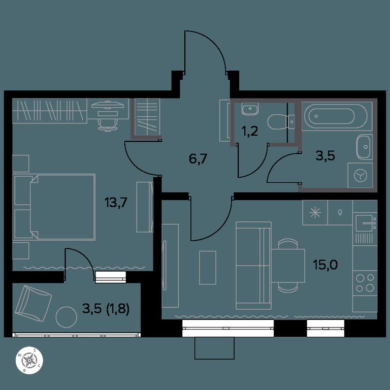 1-BD Apartment Sale, 42.9 sq. m. at Yzhnaya Bitsa, Yuzhnaya Bitsa Residential Complex, posyolok Bittsa, Leninskiy City District, Moscow Region, Russia #1 1-BD Apartment Sale, 42.9 sq. m. at Yzhnaya Bitsa, Yuzhnaya Bitsa Residential Complex, posyolok Bittsa, Leninskiy City District, Moscow Region, Russia #1