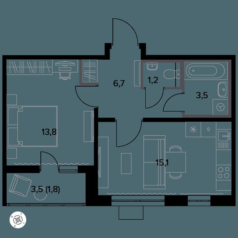 1-BD Apartment Sale, 43.4 sq. m. at Yzhnaya Bitsa, Yuzhnaya Bitsa Residential Complex, posyolok Bittsa, Leninskiy City District, Moscow Region, Russia #1 1-BD Apartment Sale, 43.4 sq. m. at Yzhnaya Bitsa, Yuzhnaya Bitsa Residential Complex, posyolok Bittsa, Leninskiy City District, Moscow Region, Russia #1