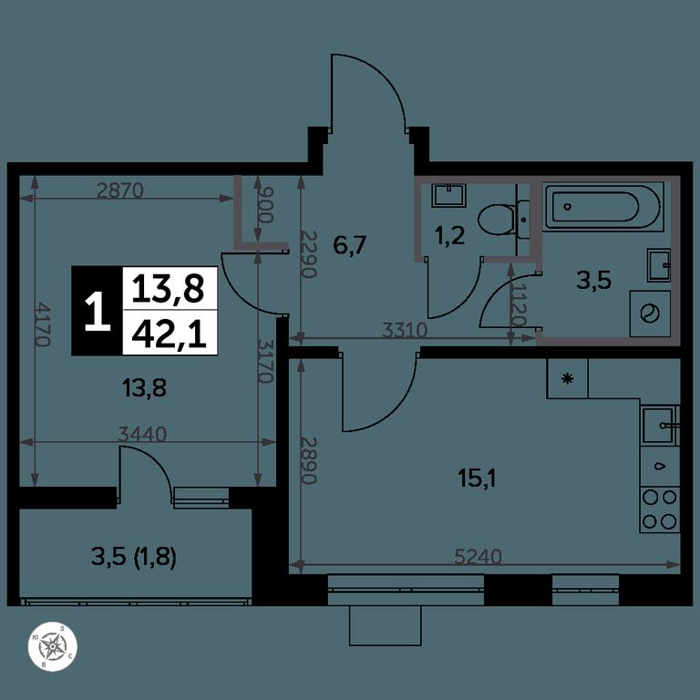 1-BD Apartment Sale, 43.4 sq. m. at Yzhnaya Bitsa, Yuzhnaya Bitsa Residential Complex, posyolok Bittsa, Leninskiy City District, Moscow Region, Russia #2 1-BD Apartment Sale, 43.4 sq. m. at Yzhnaya Bitsa, Yuzhnaya Bitsa Residential Complex, posyolok Bittsa, Leninskiy City District, Moscow Region, Russia #2