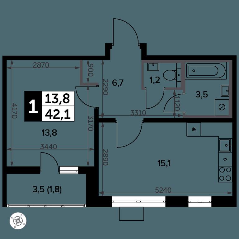 1-BD Apartment Sale, 43.4 sq. m. at Yzhnaya Bitsa, Yuzhnaya Bitsa Residential Complex, posyolok Bittsa, Leninskiy City District, Moscow Region, Russia #2 1-BD Apartment Sale, 43.4 sq. m. at Yzhnaya Bitsa, Yuzhnaya Bitsa Residential Complex, posyolok Bittsa, Leninskiy City District, Moscow Region, Russia #2