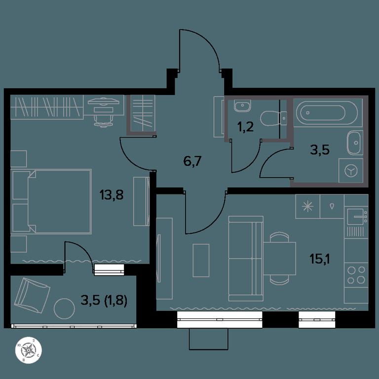 1-BD Apartment Sale, 43.4 sq. m. at Yzhnaya Bitsa, Yuzhnaya Bitsa Residential Complex, posyolok Bittsa, Leninskiy City District, Moscow Region, Russia #1 1-BD Apartment Sale, 43.4 sq. m. at Yzhnaya Bitsa, Yuzhnaya Bitsa Residential Complex, posyolok Bittsa, Leninskiy City District, Moscow Region, Russia #1