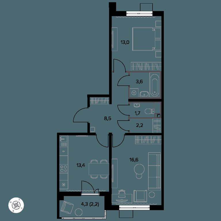 2-BD Apartment Sale, 62.1平方米 at Yzhnaya Bitsa, Yuzhnaya Bitsa Residential Complex, posyolok Bittsa, Leninskiy City District, Moscow Region, Russia #1 2-BD Apartment Sale, 62.1平方米 at Yzhnaya Bitsa, Yuzhnaya Bitsa Residential Complex, posyolok Bittsa, Leninskiy City District, Moscow Region, Russia #1