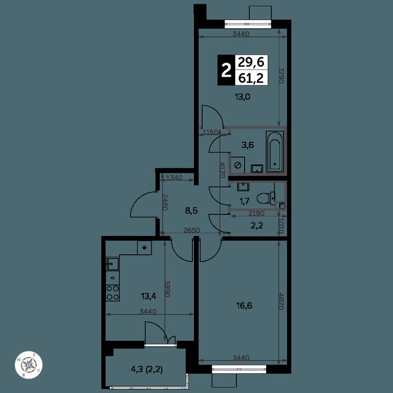 2-BD Apartment Sale, 62.1平方米 at Yzhnaya Bitsa, Yuzhnaya Bitsa Residential Complex, posyolok Bittsa, Leninskiy City District, Moscow Region, Russia #2 2-BD Apartment Sale, 62.1平方米 at Yzhnaya Bitsa, Yuzhnaya Bitsa Residential Complex, posyolok Bittsa, Leninskiy City District, Moscow Region, Russia #2