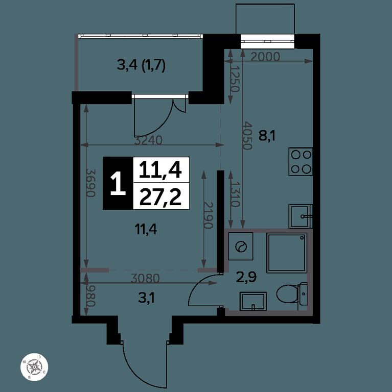 Apartment Sale, 28.3 sq. m. at Yzhnaya Bitsa, Yuzhnaya Bitsa Residential Complex, posyolok Bittsa, Leninskiy City District, Moscow Region, Russia #2