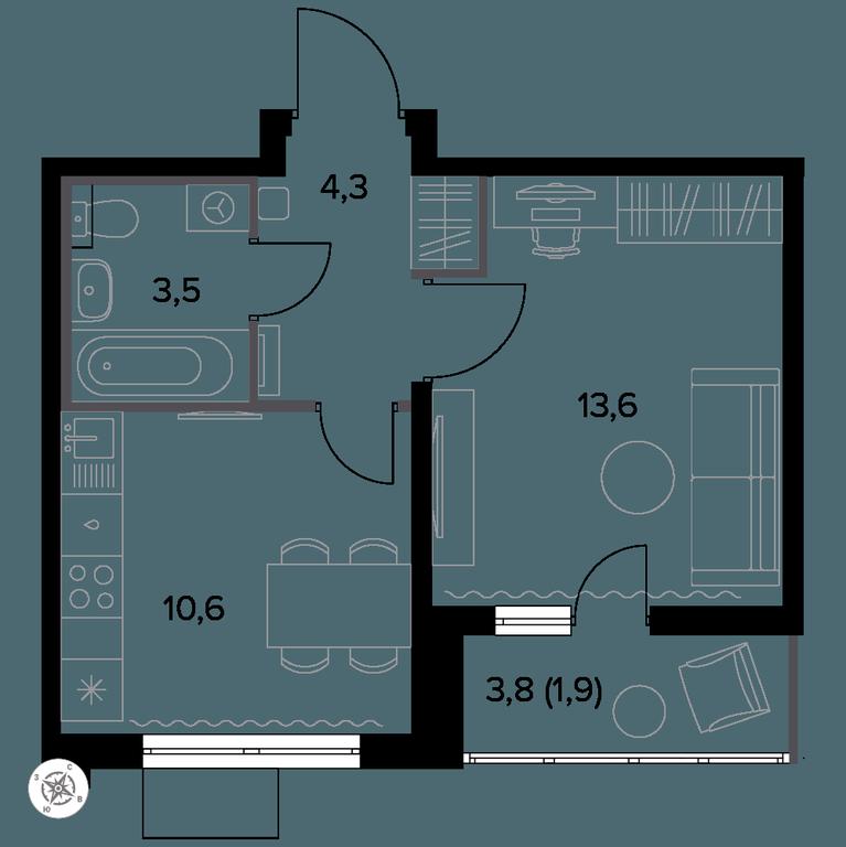 1-BD Apartment Sale, 34.4 sq. m. at Yzhnaya Bitsa, Yuzhnaya Bitsa Residential Complex, posyolok Bittsa, Leninskiy City District, Moscow Region, Russia #1 1-BD Apartment Sale, 34.4 sq. m. at Yzhnaya Bitsa, Yuzhnaya Bitsa Residential Complex, posyolok Bittsa, Leninskiy City District, Moscow Region, Russia #1