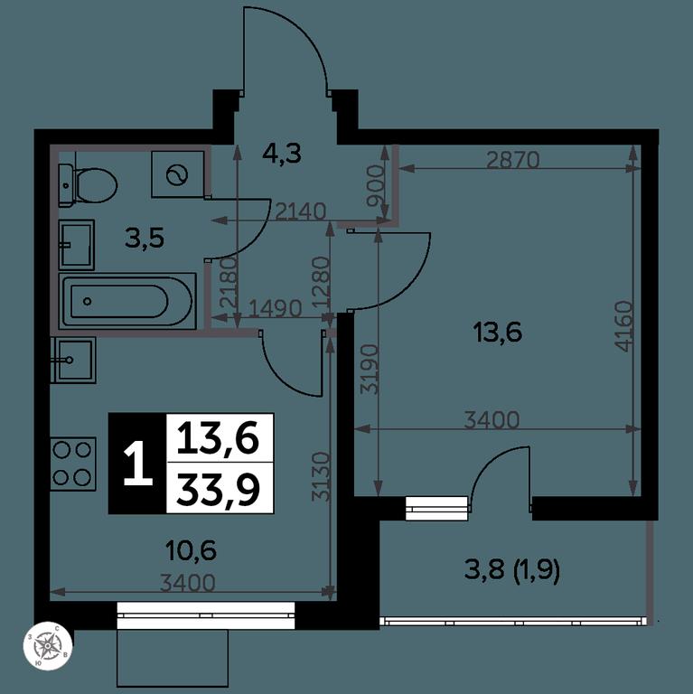 1-BD Apartment Sale, 34.4 sq. m. at Yzhnaya Bitsa, Yuzhnaya Bitsa Residential Complex, posyolok Bittsa, Leninskiy City District, Moscow Region, Russia #2 1-BD Apartment Sale, 34.4 sq. m. at Yzhnaya Bitsa, Yuzhnaya Bitsa Residential Complex, posyolok Bittsa, Leninskiy City District, Moscow Region, Russia #2