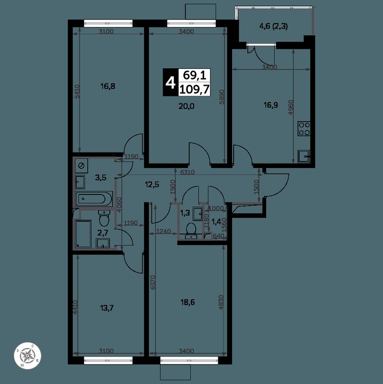 4-BD Apartment Sale, 111.4 sq. m. at Yzhnaya Bitsa, Yuzhnaya Bitsa Residential Complex, posyolok Bittsa, Leninskiy City District, Moscow Region, Russia #2 4-BD Apartment Sale, 111.4 sq. m. at Yzhnaya Bitsa, Yuzhnaya Bitsa Residential Complex, posyolok Bittsa, Leninskiy City District, Moscow Region, Russia #2