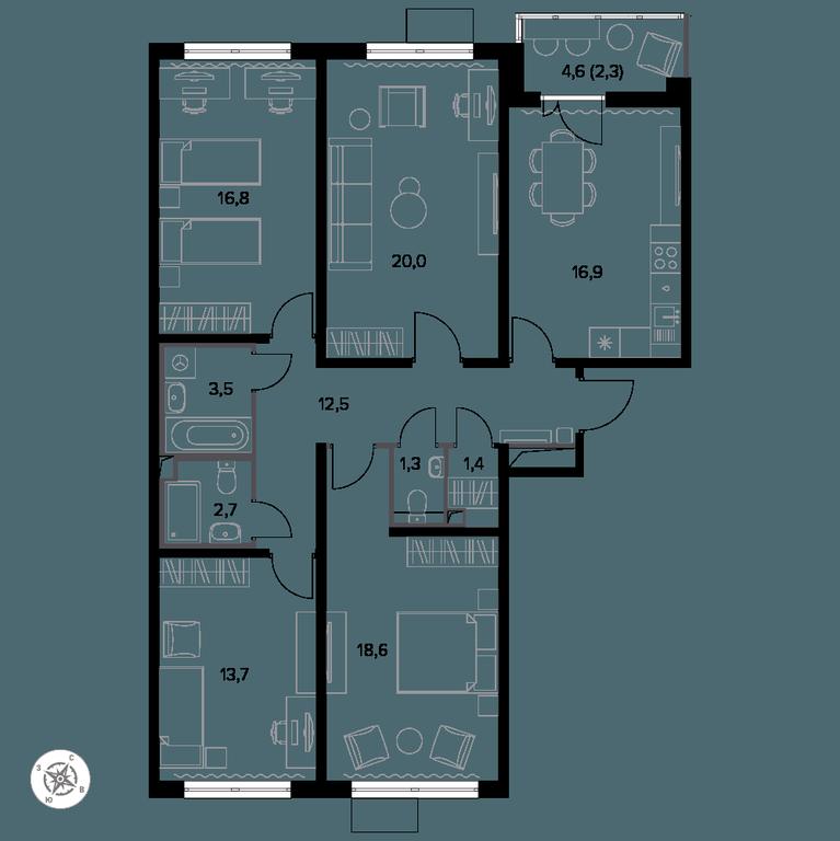 4-BD Apartment Sale, 111.4 sq. m. at Yzhnaya Bitsa, Yuzhnaya Bitsa Residential Complex, posyolok Bittsa, Leninskiy City District, Moscow Region, Russia #1 4-BD Apartment Sale, 111.4 sq. m. at Yzhnaya Bitsa, Yuzhnaya Bitsa Residential Complex, posyolok Bittsa, Leninskiy City District, Moscow Region, Russia #1